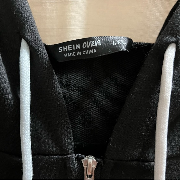 Black Cropped Drop Sleeve Zip Hoodie - Picture 10 of 10